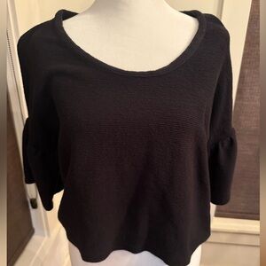 Madewell. Black Cotton Ribbed Belk Sleeve Sweater. Size small.